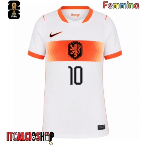 Paesi Bassi Memphis Depay #10 Seconda Maglia Femmina Mondiali 2026 Manica Corta